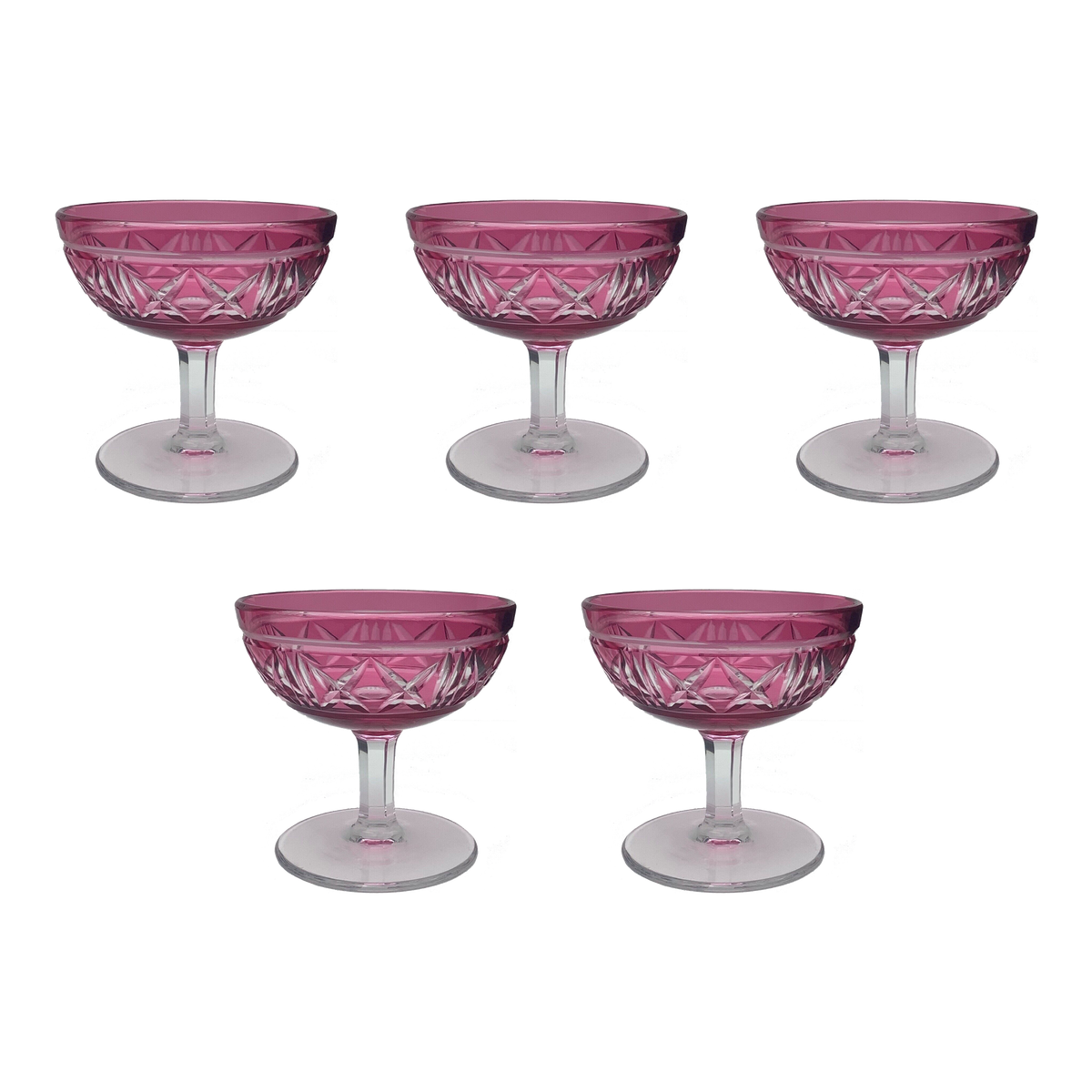 Crystal hot Champagne Coupe Glasses, Set of Six, Granada by Val St Lambert